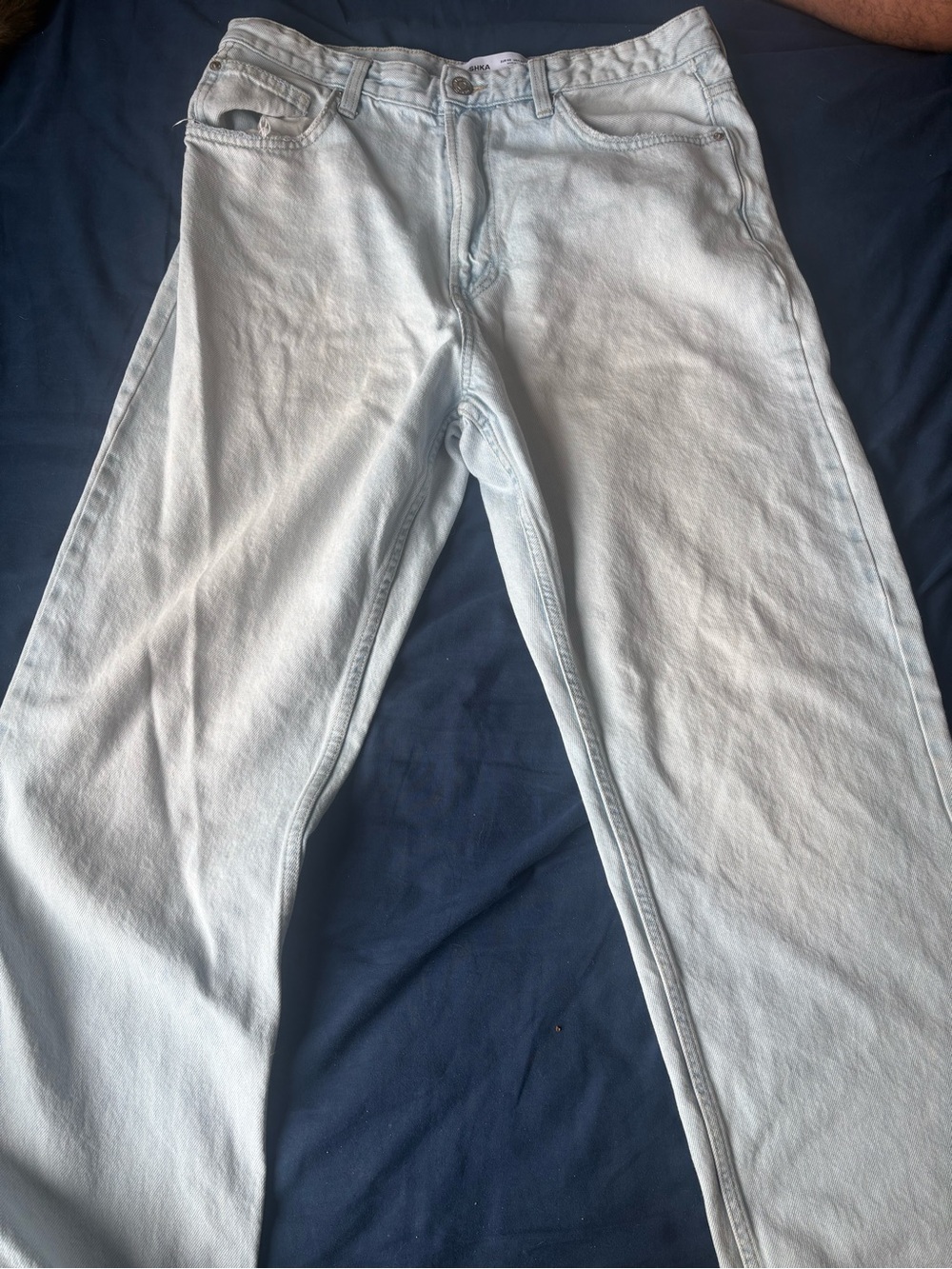 Bershka Light Blue Straight-Leg Jeans